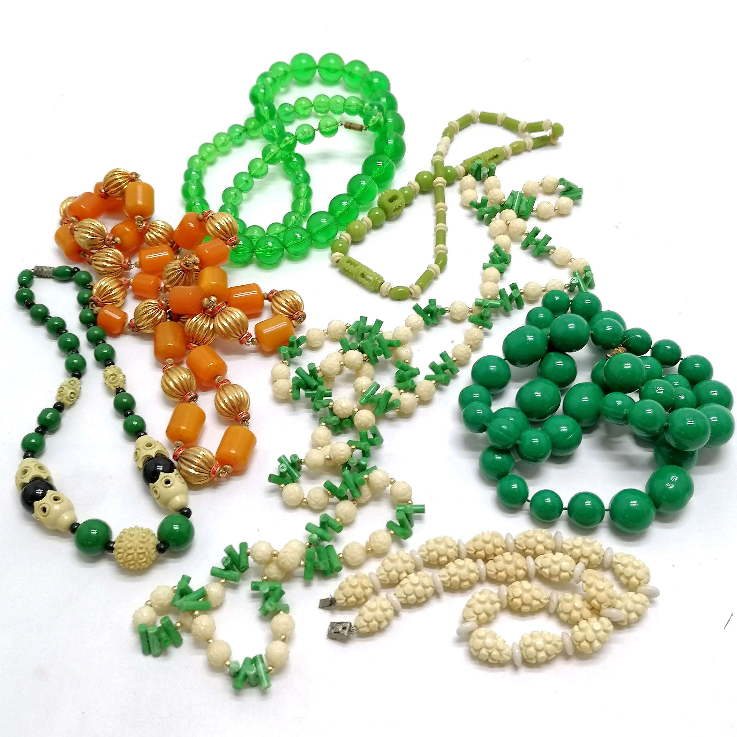 Qty of vintage plastics necklaces - longest 136cm