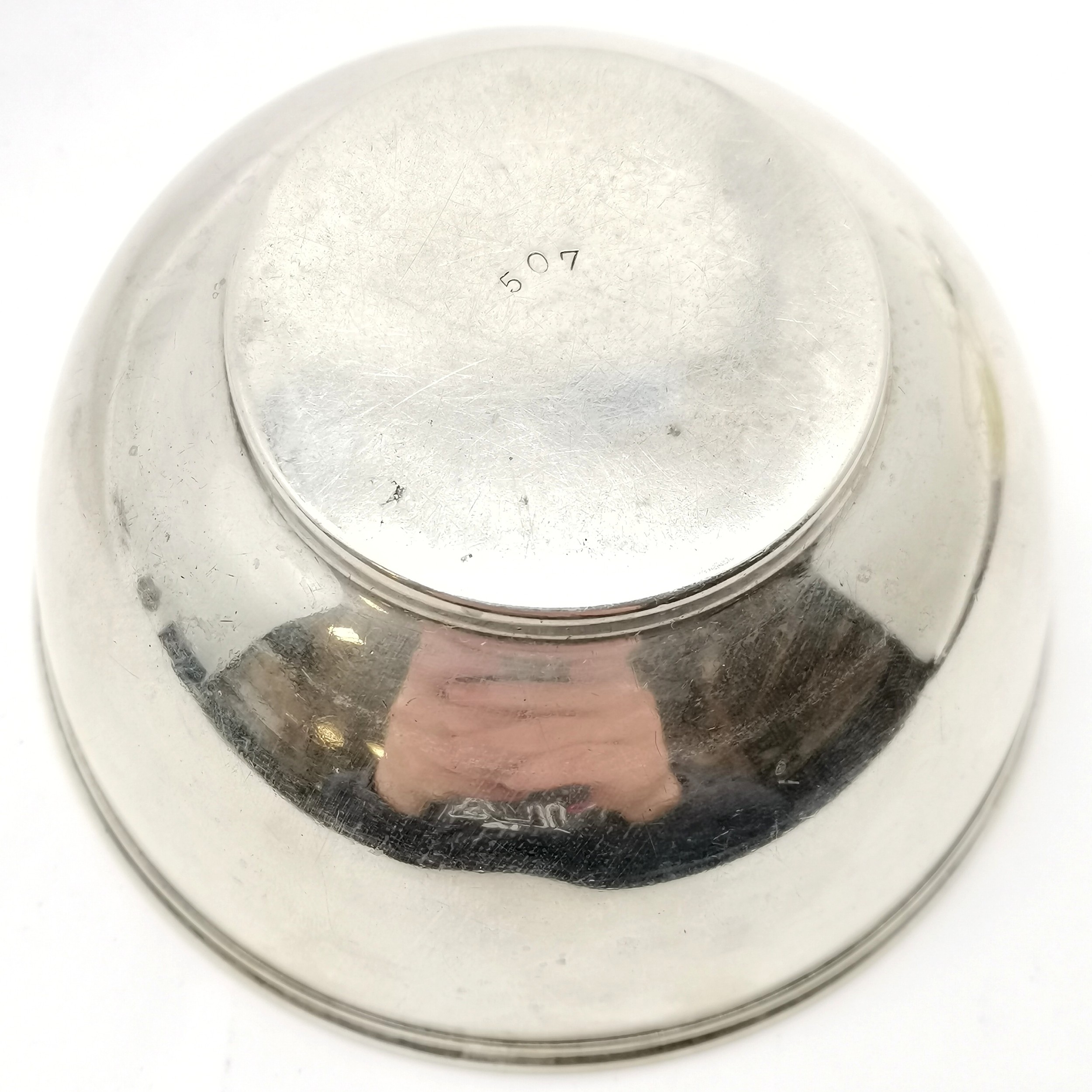 Antique 1910 London hallmarked silver bowl ~ 104g & 11cm diameter - slight dent - Image 3 of 5