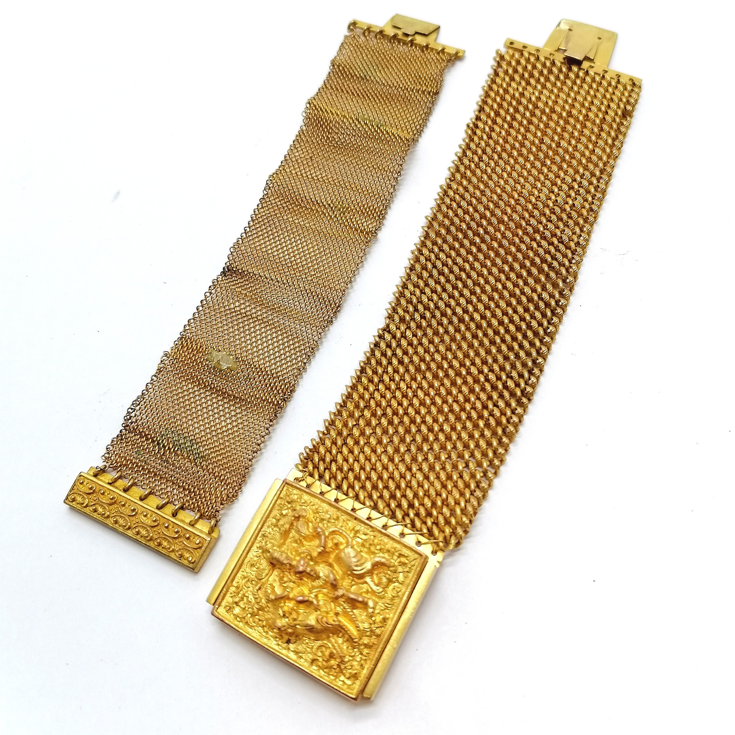 Qty of antique jewellery inc 2 mesh gilt metal bracelets (1 with panel 3.5cm x 2.8cm), enamel - Image 4 of 7