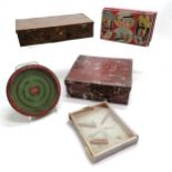 2 x vintage games inc Queen Mary puzzle t/w 3 vintage tins (1 in the form of a suitcase - 20cm x