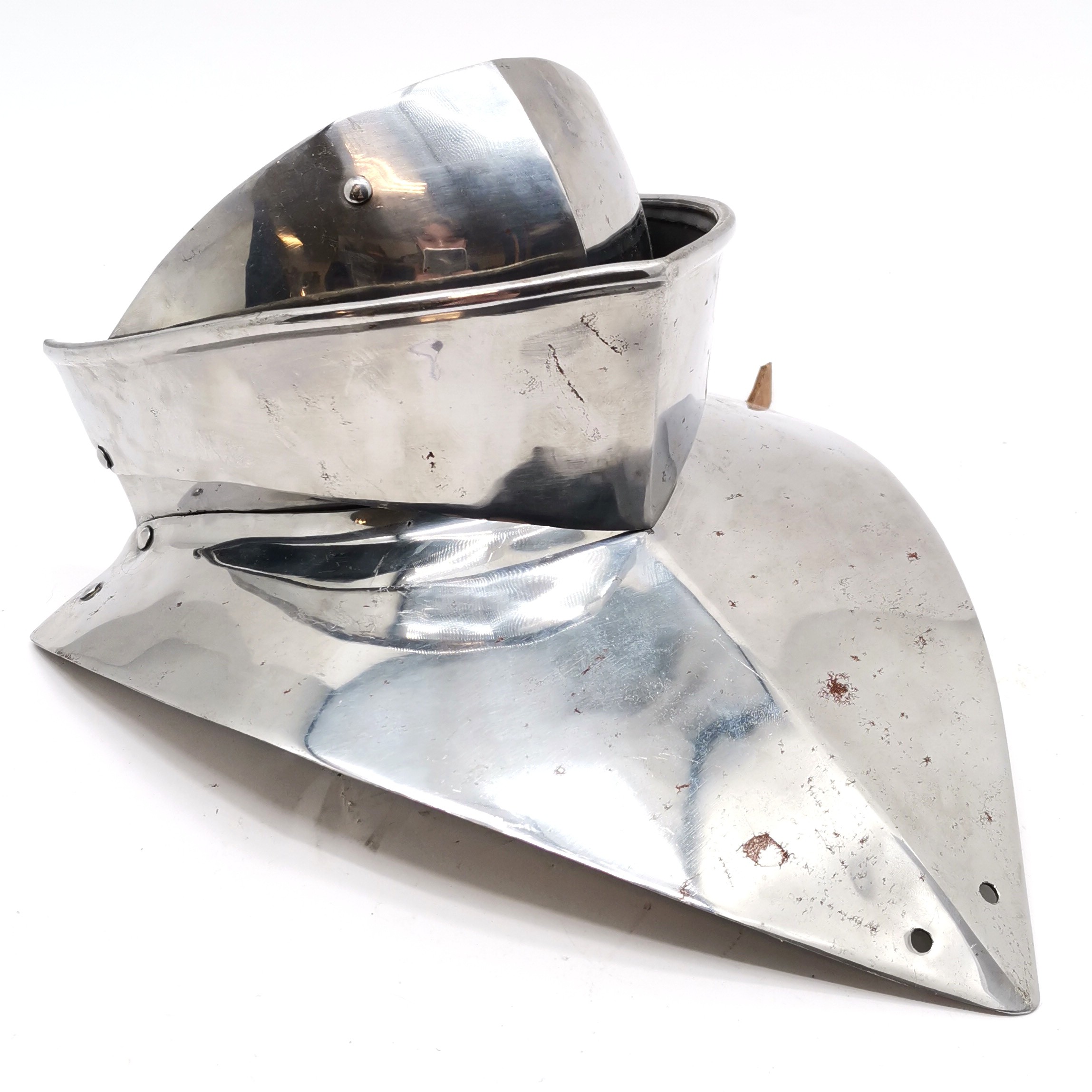 15th Century falling lame bevor gothic re-enactment armour helmet - 20cm high - signs of scratches - Image 2 of 4