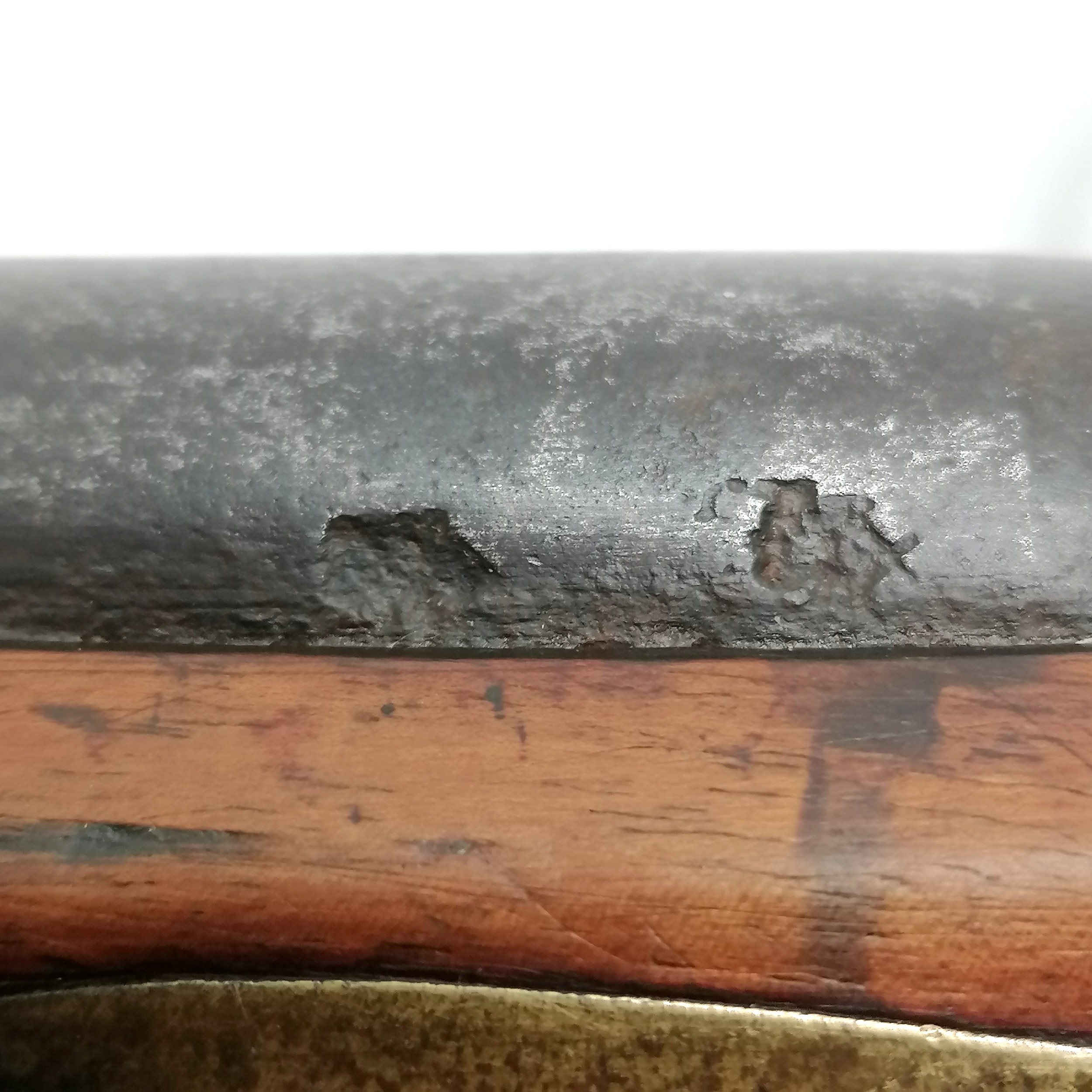 Antique c.1800 tower lock flintlock pistol with GR crown mark and has touchmarks to barrel & stamped - Image 2 of 11