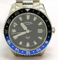 Rotary Henley GMT gents quartz stainless steel (40mm case) wristwatch - runs BUT WE CANNOT GUARANTEE