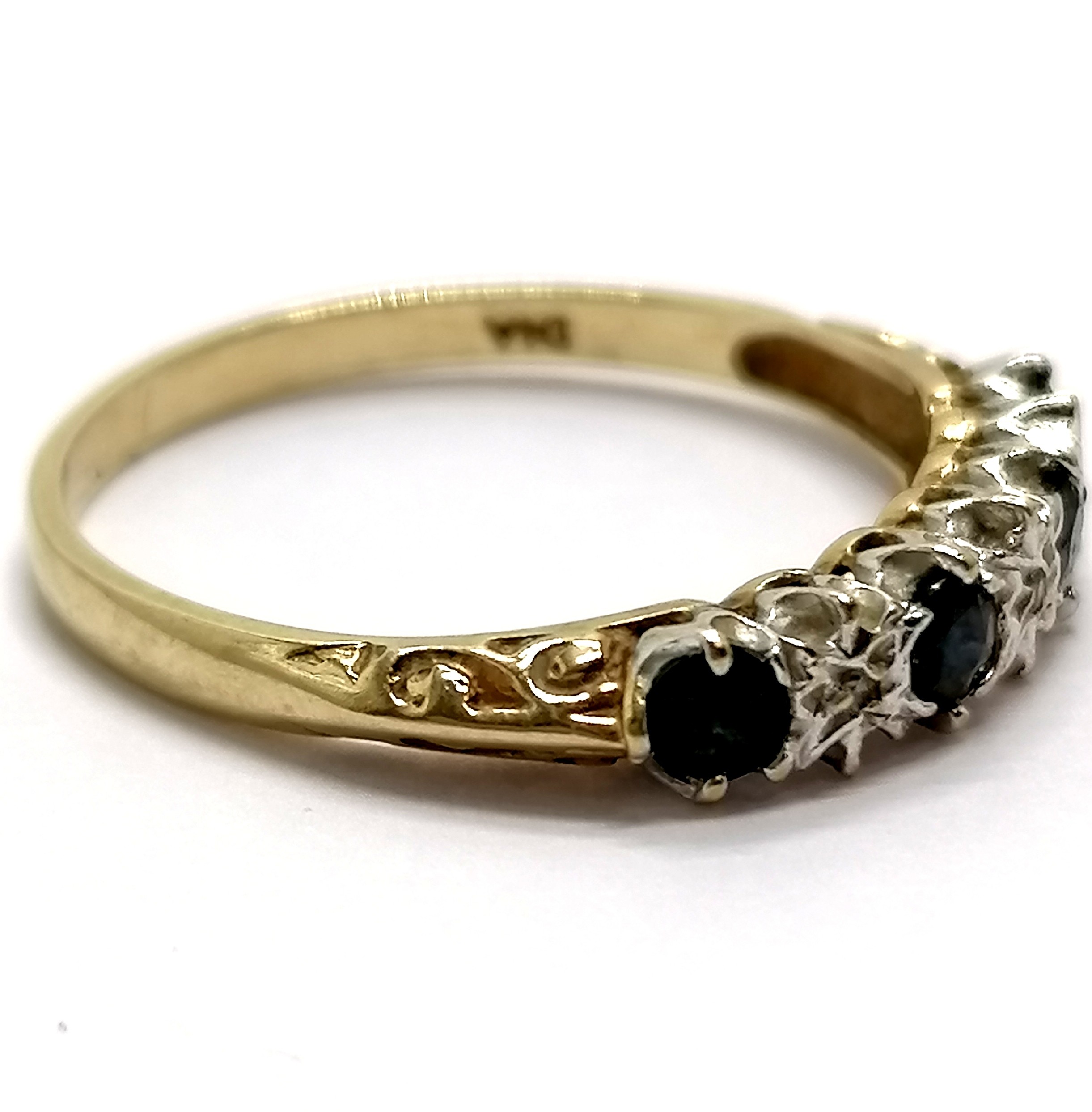 9ct hallmarked gold sapphire & diamond set ring - size P & 1.5g total weight - SOLD ON BEHALF OF THE - Image 2 of 2