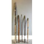 Collection of assorted vintage fishing rods to include, Lightning Strike, 432cm, and a vintage rod