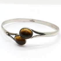 1961 Swedish silver bangle set with tigers eye by Ge-Kå (GK) - 18.5g total weight