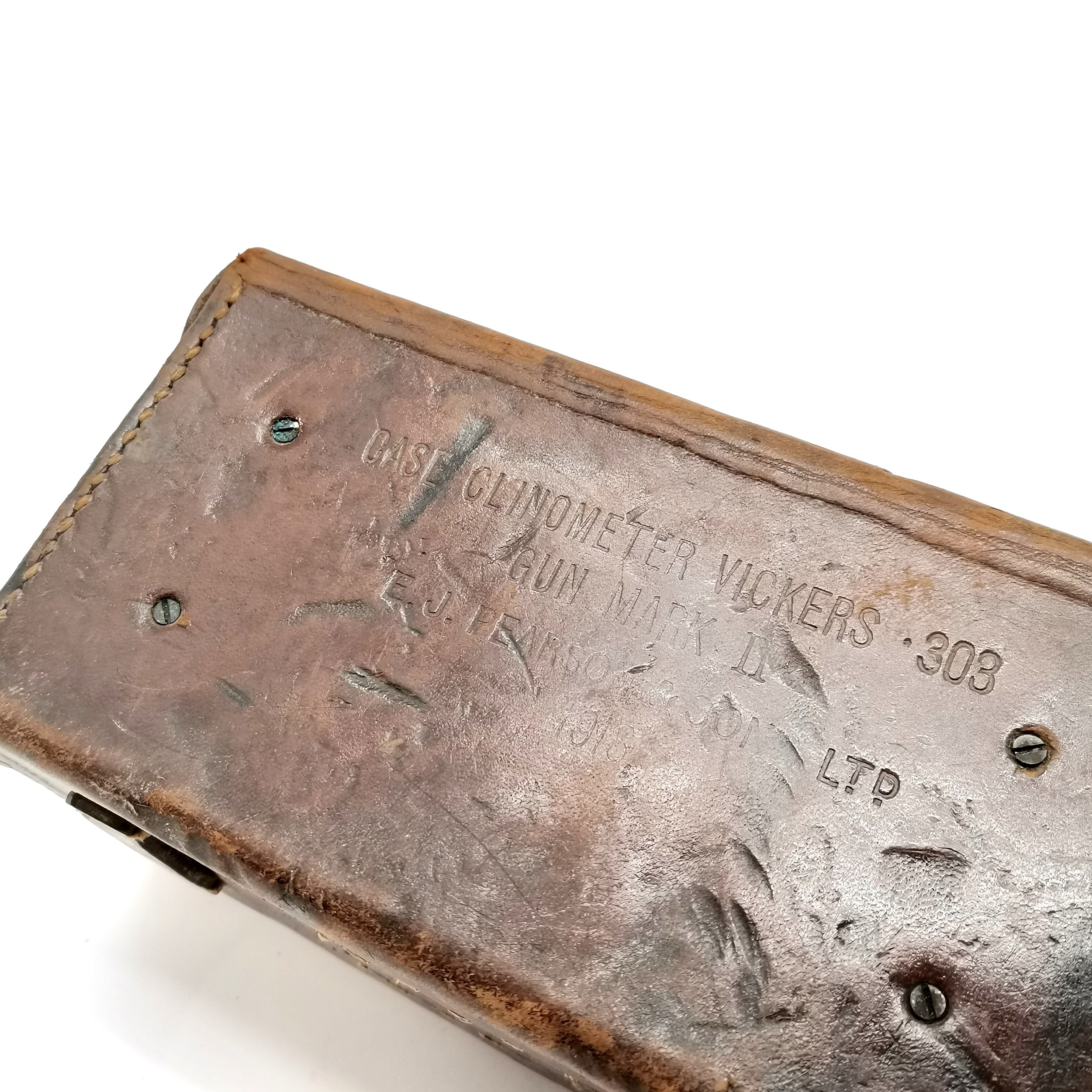 1918 leather case for clinometer Vickers .303 gun mark II by E J Pearson & Son Ltd t/w 13 pounder - Image 5 of 5