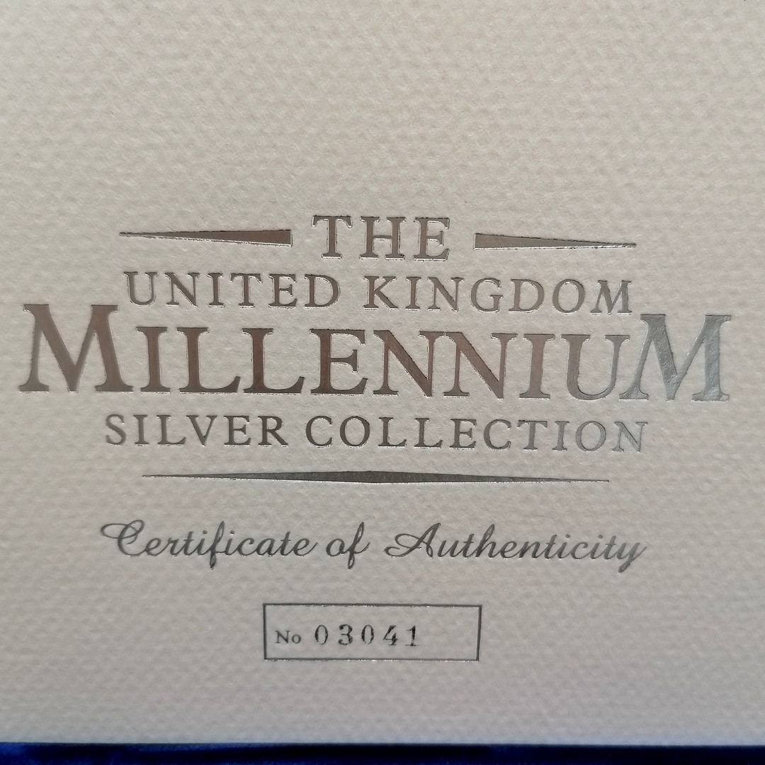 2000 UK Millennium Royal Mint cased set of silver proof coins inc Maundy set - 13 coins in total - Image 4 of 4