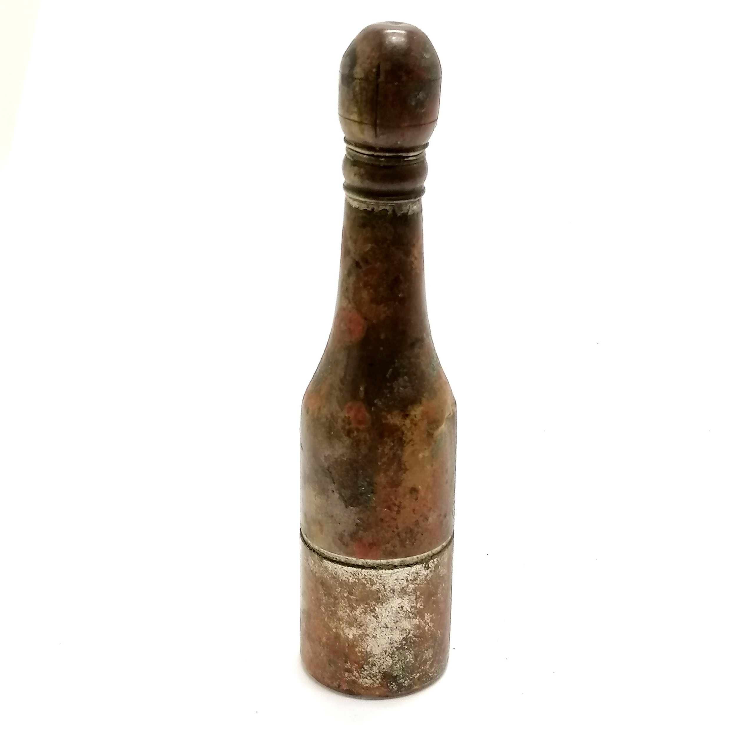 Victorian champagne bottle travelling inkwell with dip pen - 10.5cm high & has brass plaque ' - Image 4 of 6
