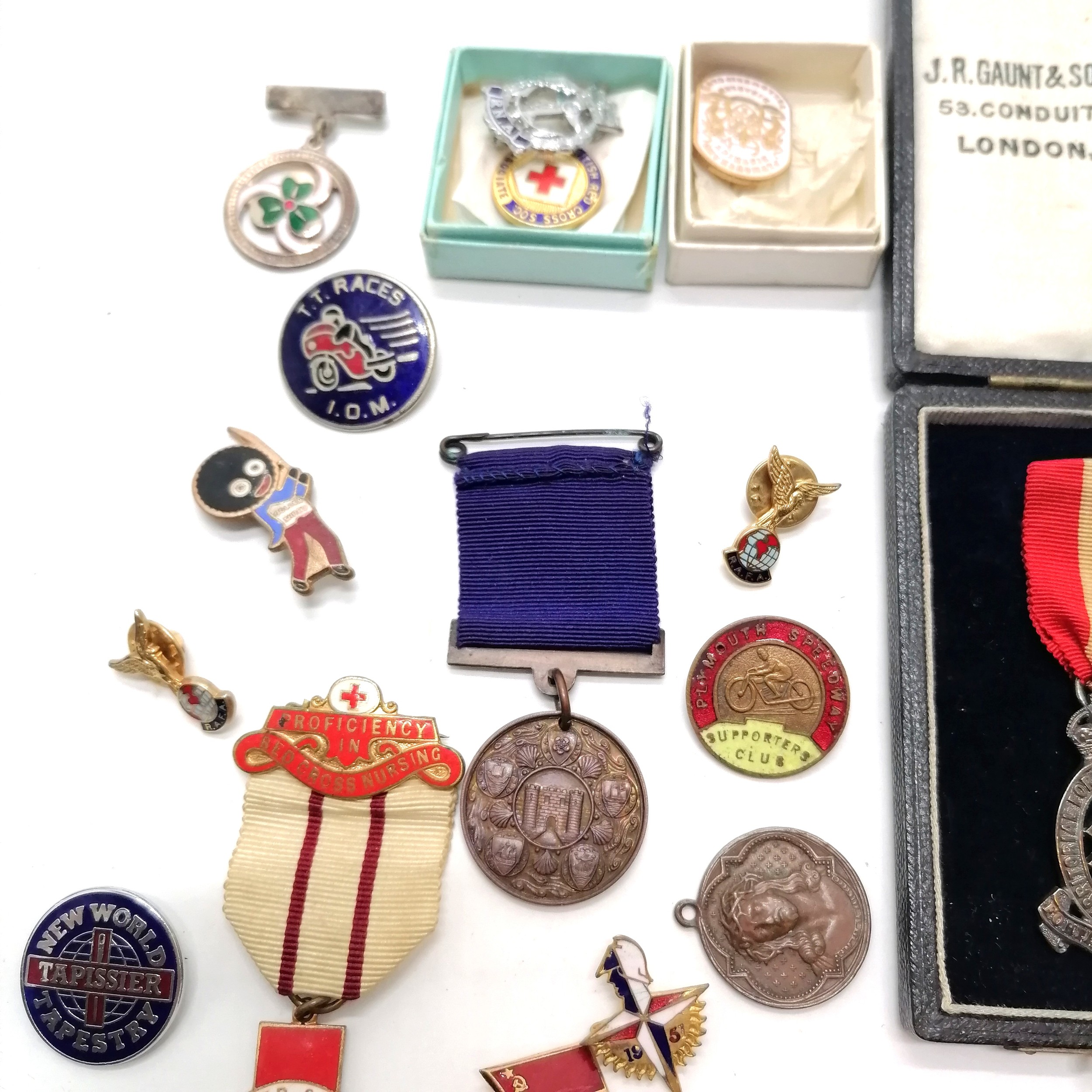 Qty of badges / medallions etc inc Territorial force nursing service cape badge (in J R Gaunt - Image 2 of 3