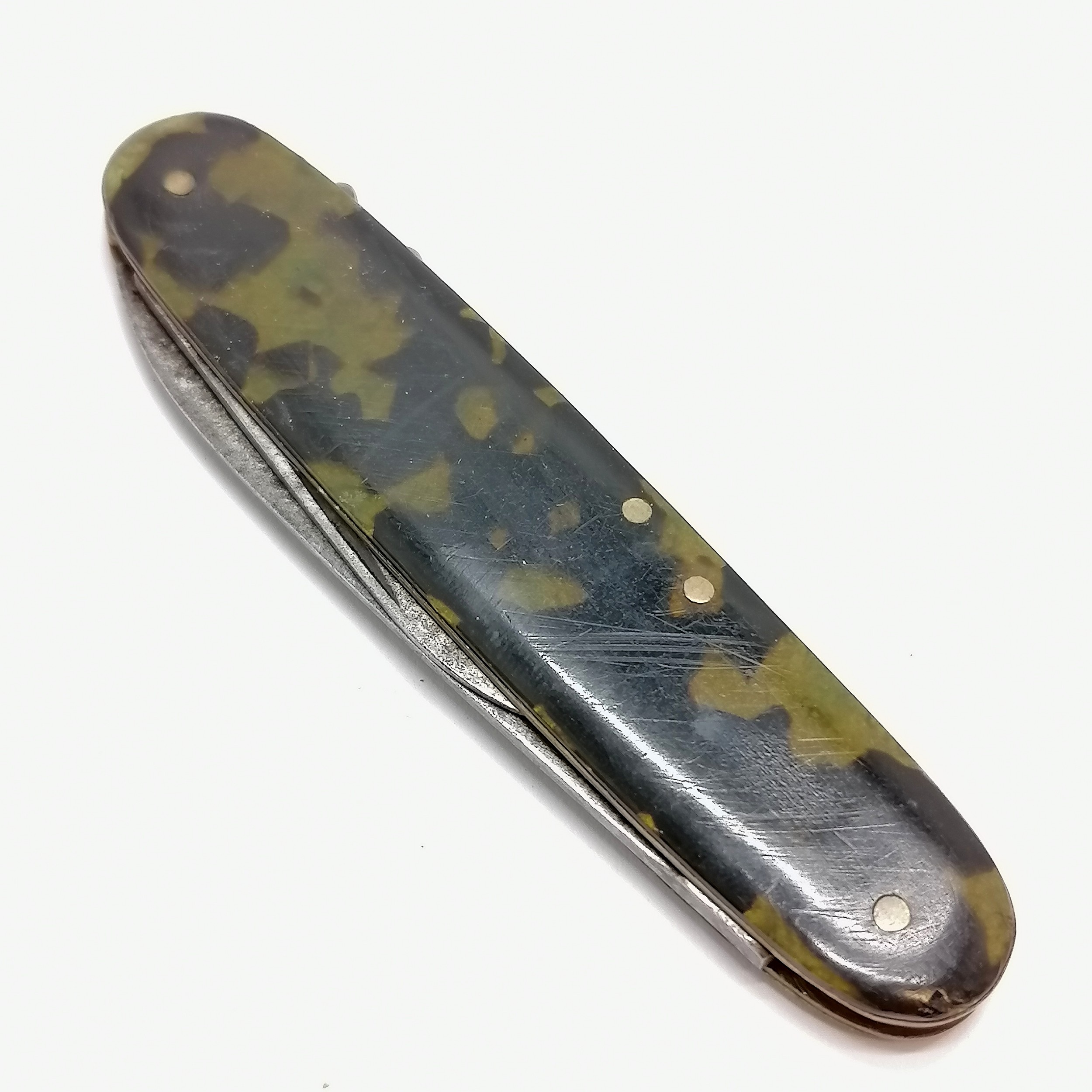Unusual doubled bladed penknife with corkscrew & faux tortoiseshell panels - total length 20cm ~ - Image 3 of 4