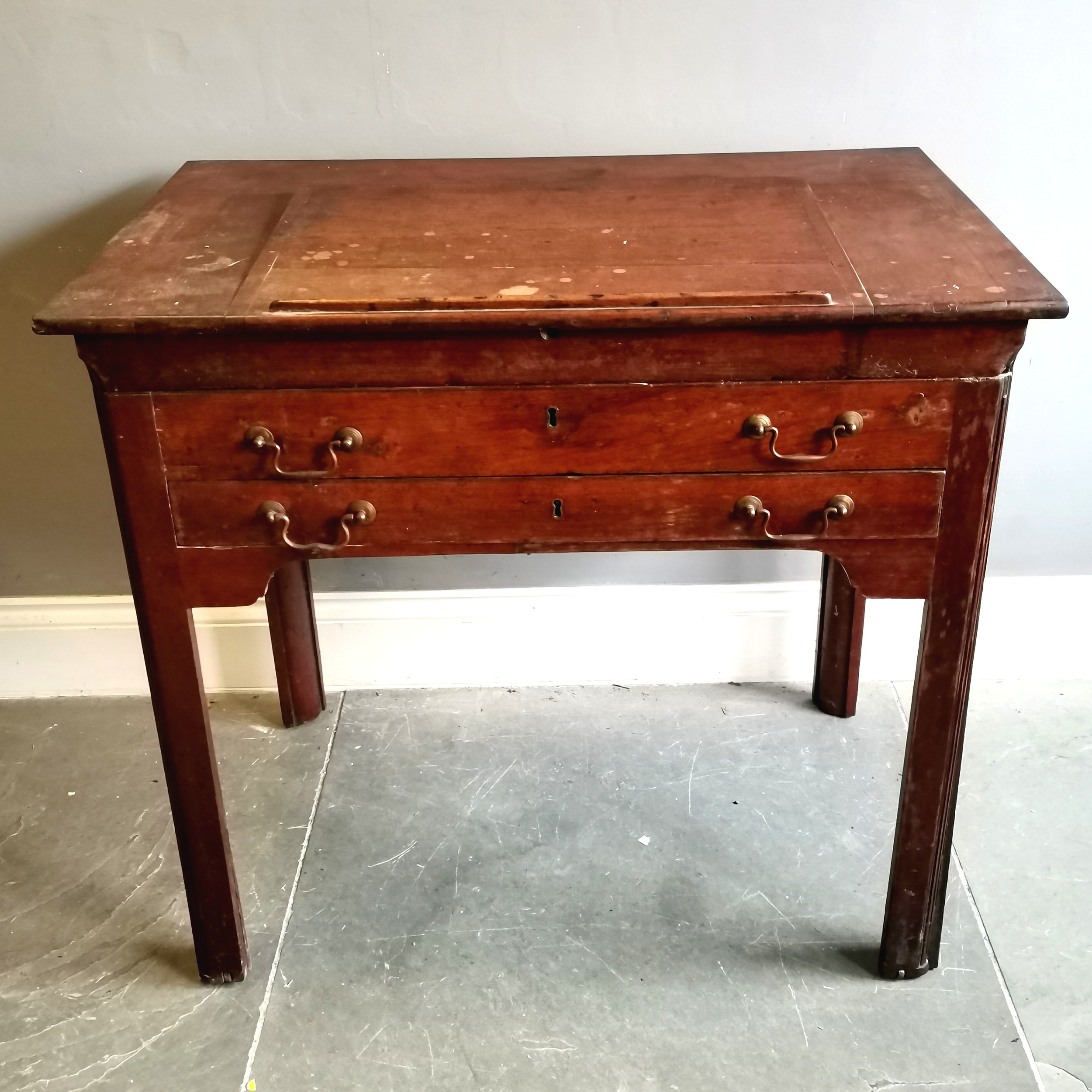 Antique mahogany Architects desk, fitted with reading stand, extending pull out front revealing - Image 3 of 5