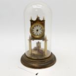 German vintage anniversary / torsion pendulum clock with original glass dome - 30cm high