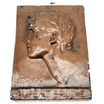 Antique plaster relief panel commemorating poet Rupert Brooke (1887-1915) - 20cm x 14.5cm ~ some