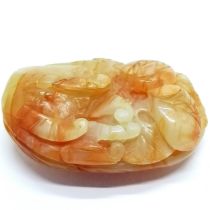 Hand carved Oriental hardstone jade scholars stone - 9cm across