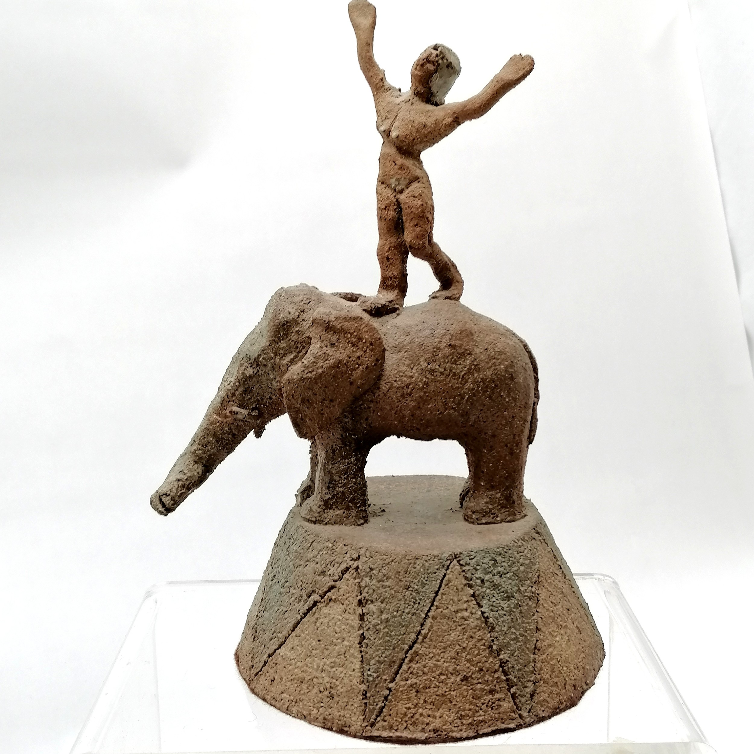 Quantity of studio pottery circus themed figures including 3 elephant figures 2 with riders and - Image 5 of 7