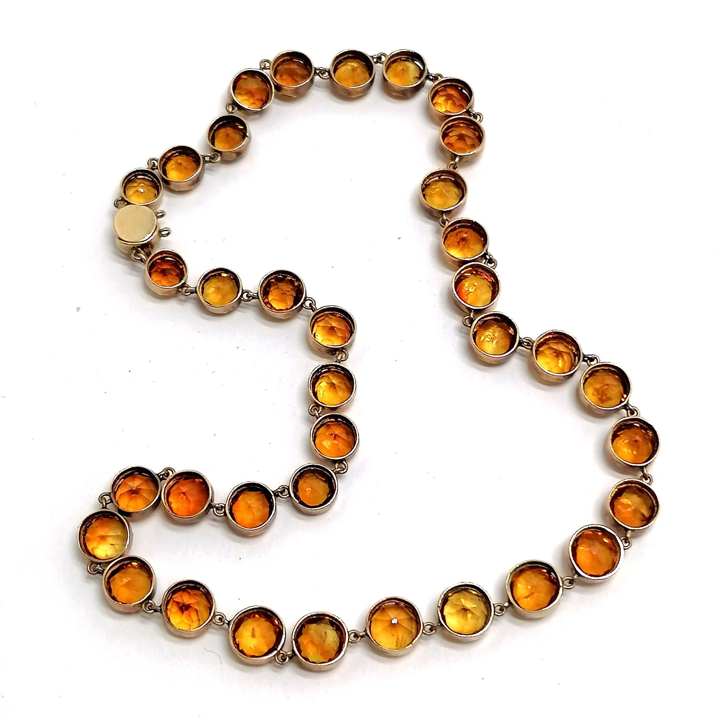 Antique unmarked rose gold citrine stone set necklace - 38cm & 20.5g total weight ~ no obvious - Image 2 of 3