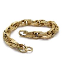 Antique unmarked gold fancy link bracelet (lacks clasp) - 18cm & 13.7g