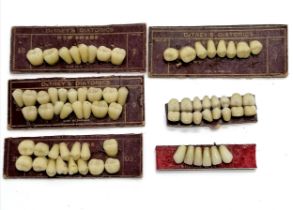 6 x antique carded porcelain lots of teeth inc DeTrey's diatorics