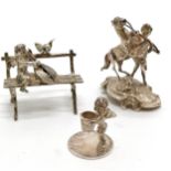 3 x silver cherubic cabinet figures - 1 holding thimble by Chamberlain Clarke Partnership & 2