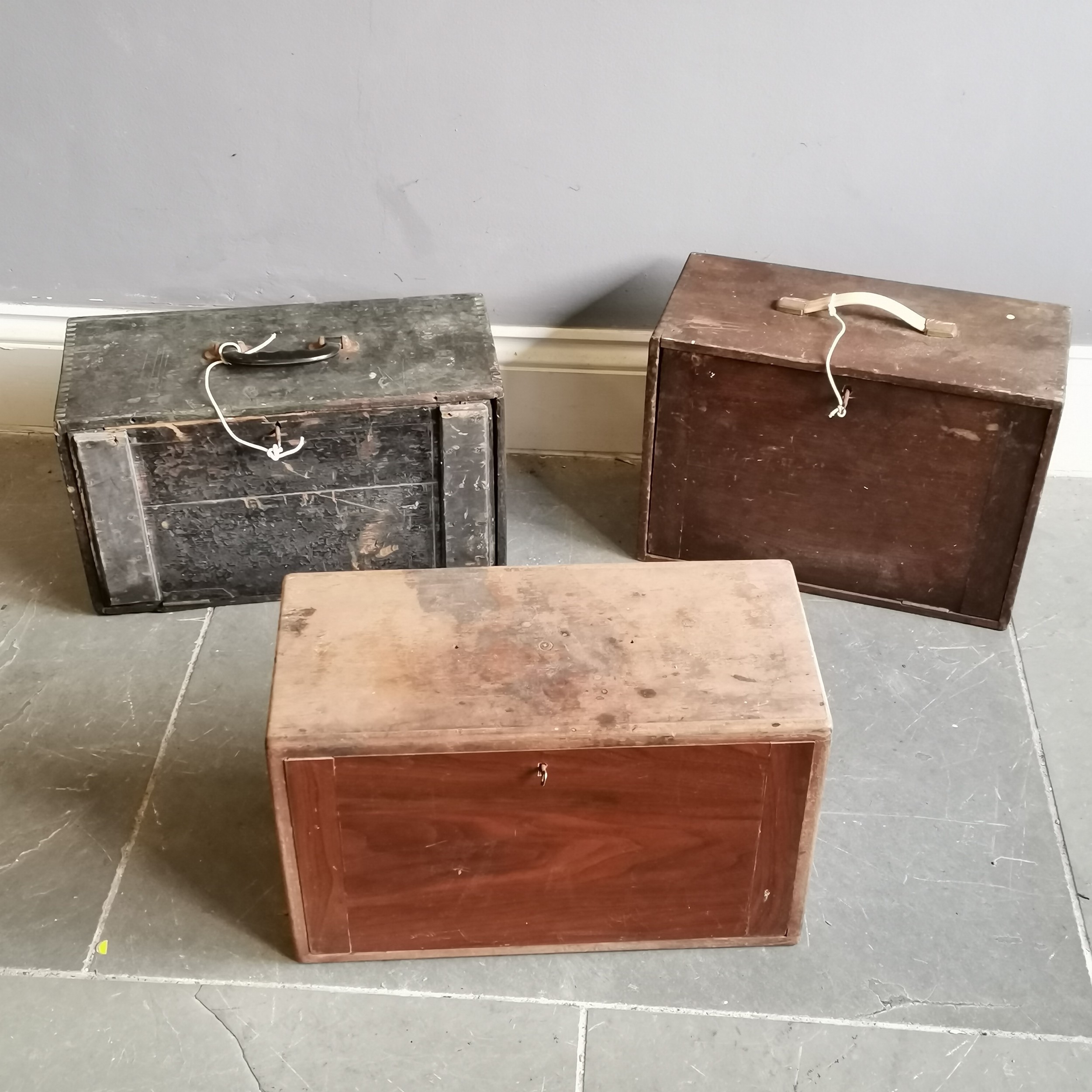 Vintage tool chest containing drawers, 43cm wide x 20cm deep x 30cm high, t/w 2 others., in used