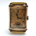 Bulova Art Deco manual wind wristwatch in a 14ct gold filled case on a sprung gold plated bracelet -