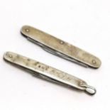 2 x silver hallmarked penknives - smallest 1 blade a/f and opened out length 13.5cm ~ both have
