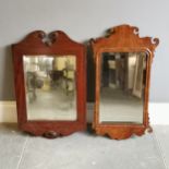 Antique Regency style mahogany and ebony string inlay bevelled mirror, 47cm wide x 74cm high x