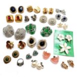 Qty of vintage clip-on fashion earrings inc F.O.Inc Deco style (3.5cm diameter) etc t/w silver dress