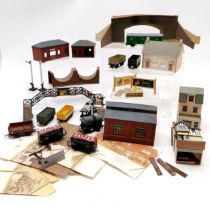 Qty of model railway rolling stock & buildings etc to include advertising by Esso, Brylcreem,