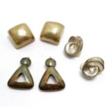 3 x pairs of large silver clip-on earrings - Sebbag (3cm square), Brenda Schoenfeld, N S Bar-on ~