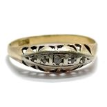 Antique 18ct marked gold 5 diamond stone set ring - size M½ & 1.7g total weight - SOLD ON BEHALF