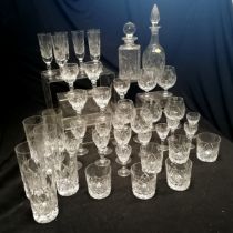 Large collection of Royal Brieley lead crystal glasses and 2 decanters - no obvious damage