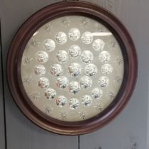 Antique large sorcerers / witches mirror (25 mirror roundels & 16 stars & sunburst detail to middle)