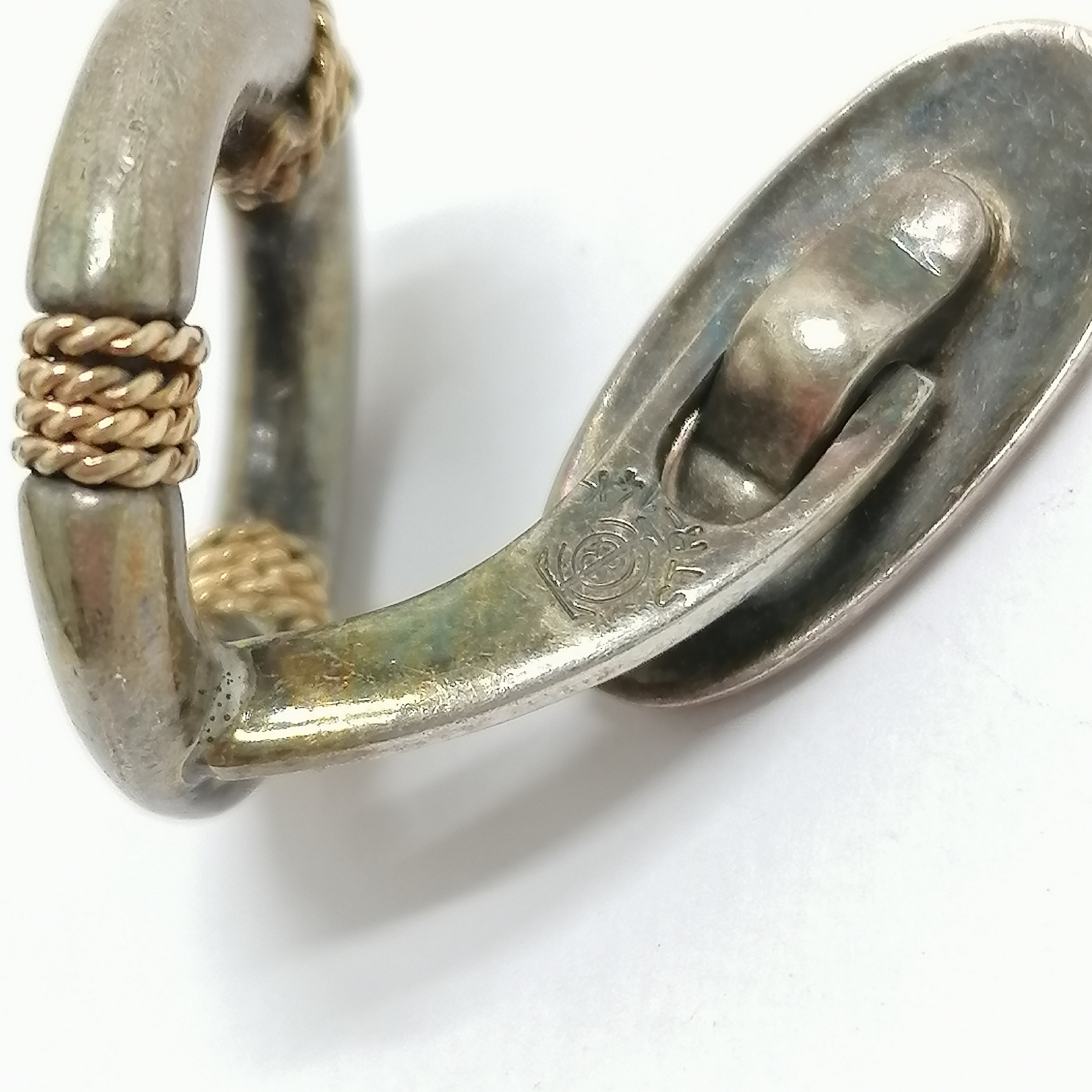 Tiffany & Co antique pair of silver / 14ct gold life preserver / lifebuoy cufflinks - 1.8cm diameter - Image 2 of 3
