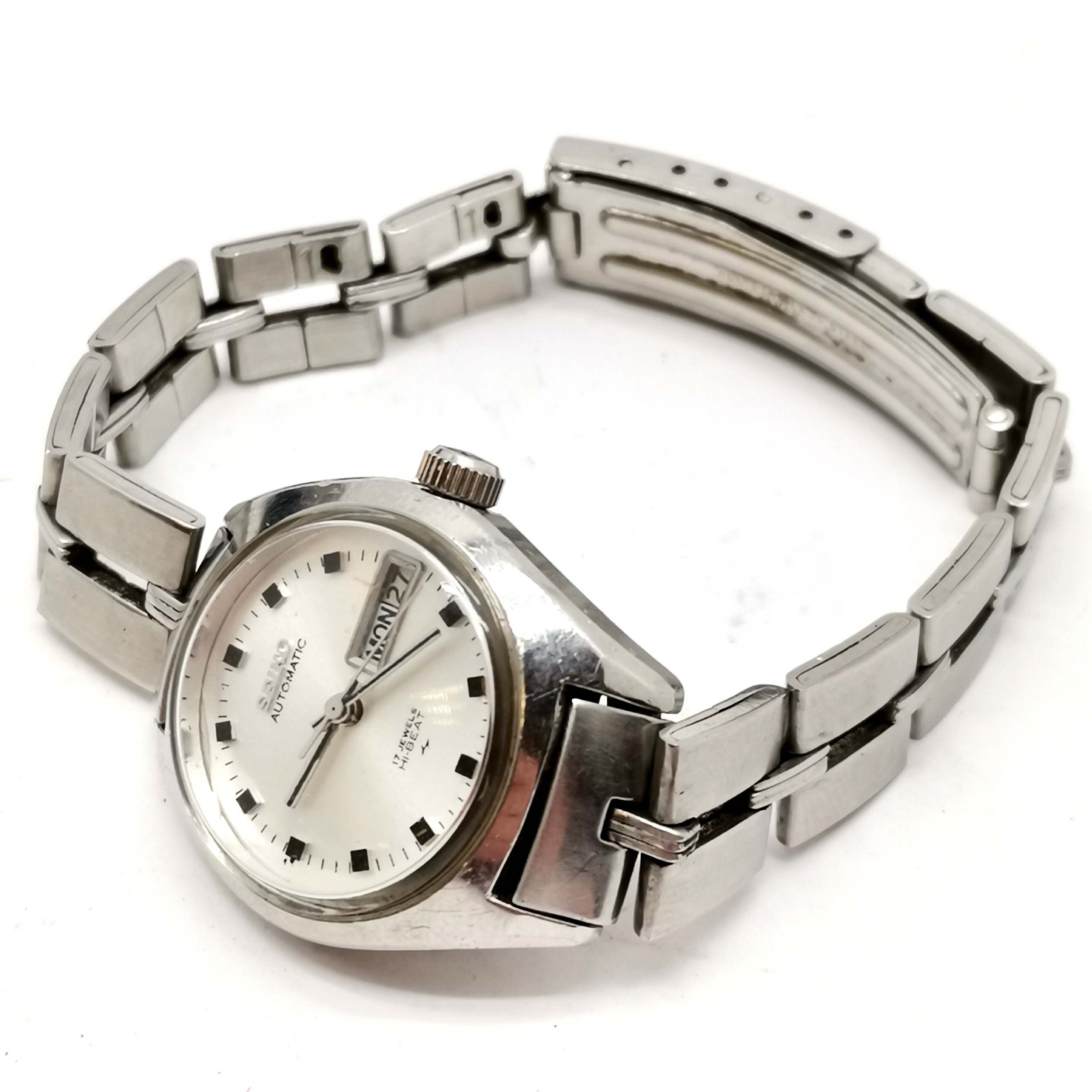 Seiko automatic ladies vintage high-beat wristwatch with day / date aperture (22mm case) in an - Image 3 of 5