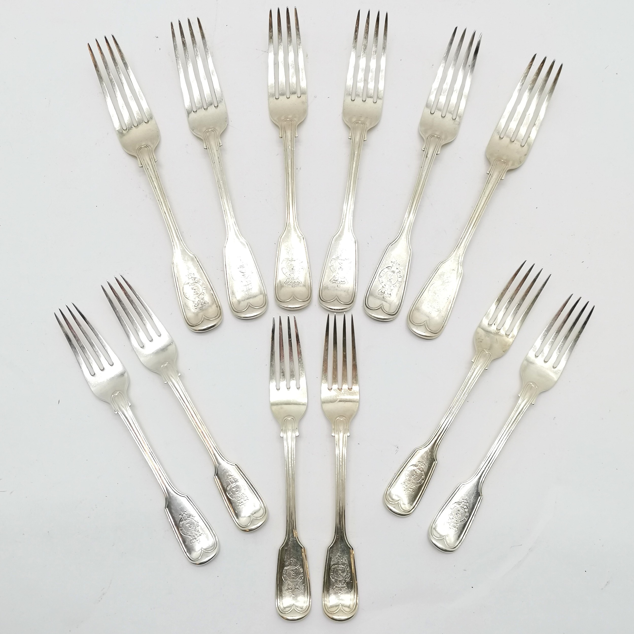 1854 Silver flatware by Chawner & Co (George William Adams) fiddle and thread pattern comprising x35 - Image 7 of 10