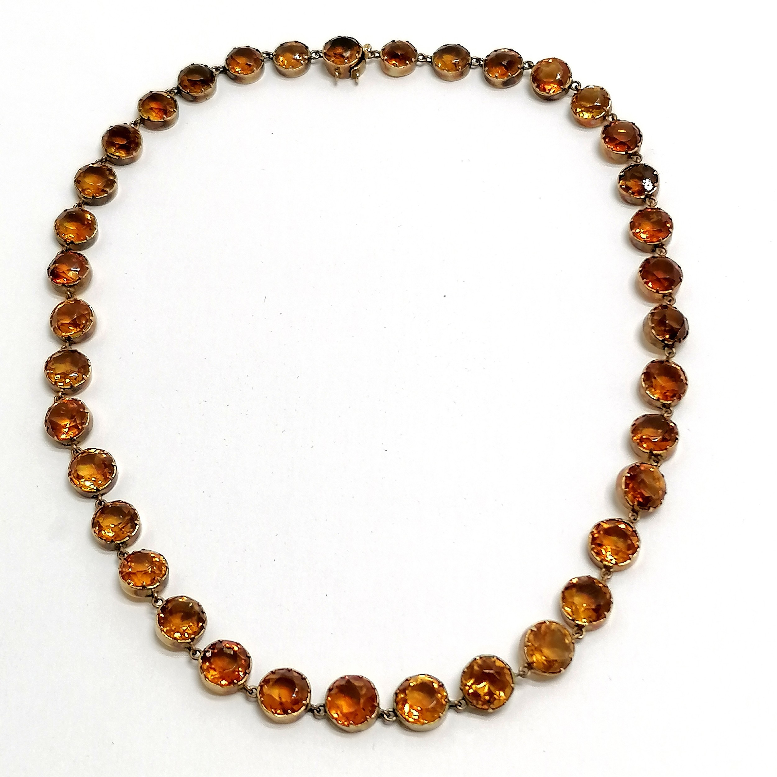 Antique unmarked rose gold citrine stone set necklace - 38cm & 20.5g total weight ~ no obvious - Image 3 of 3