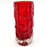 Whitefriars red bark vase - 15.5cm x 6.5cm diameter with no obvious damage