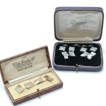 9ct gold on silver pair of Art Deco cufflinks in City Jewelry (Doncaster) retail box (8.5cm x 3.8cm)