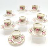 Royal Worcester Royal Garden floral set of 8 x cups / saucers (13cm diameter) ~ no obvious damage