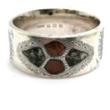 1928 Scottish stone set napkin ring by JC&S - 4cm diameter & 23g total weight with no obvious damage