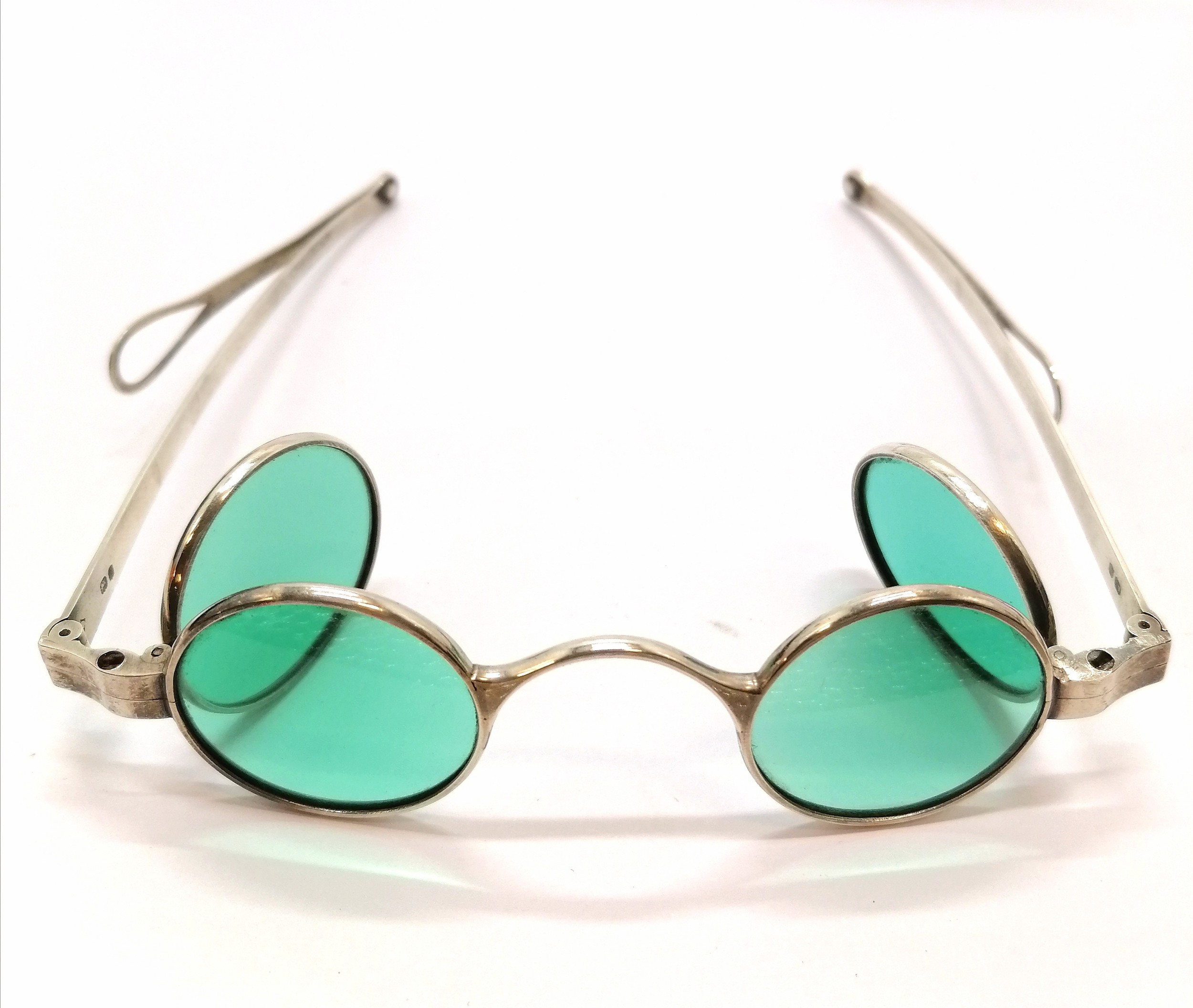 Unusual pair of antique silver marked green tinted double lens spectacles (with no obvious damage) - Image 5 of 6
