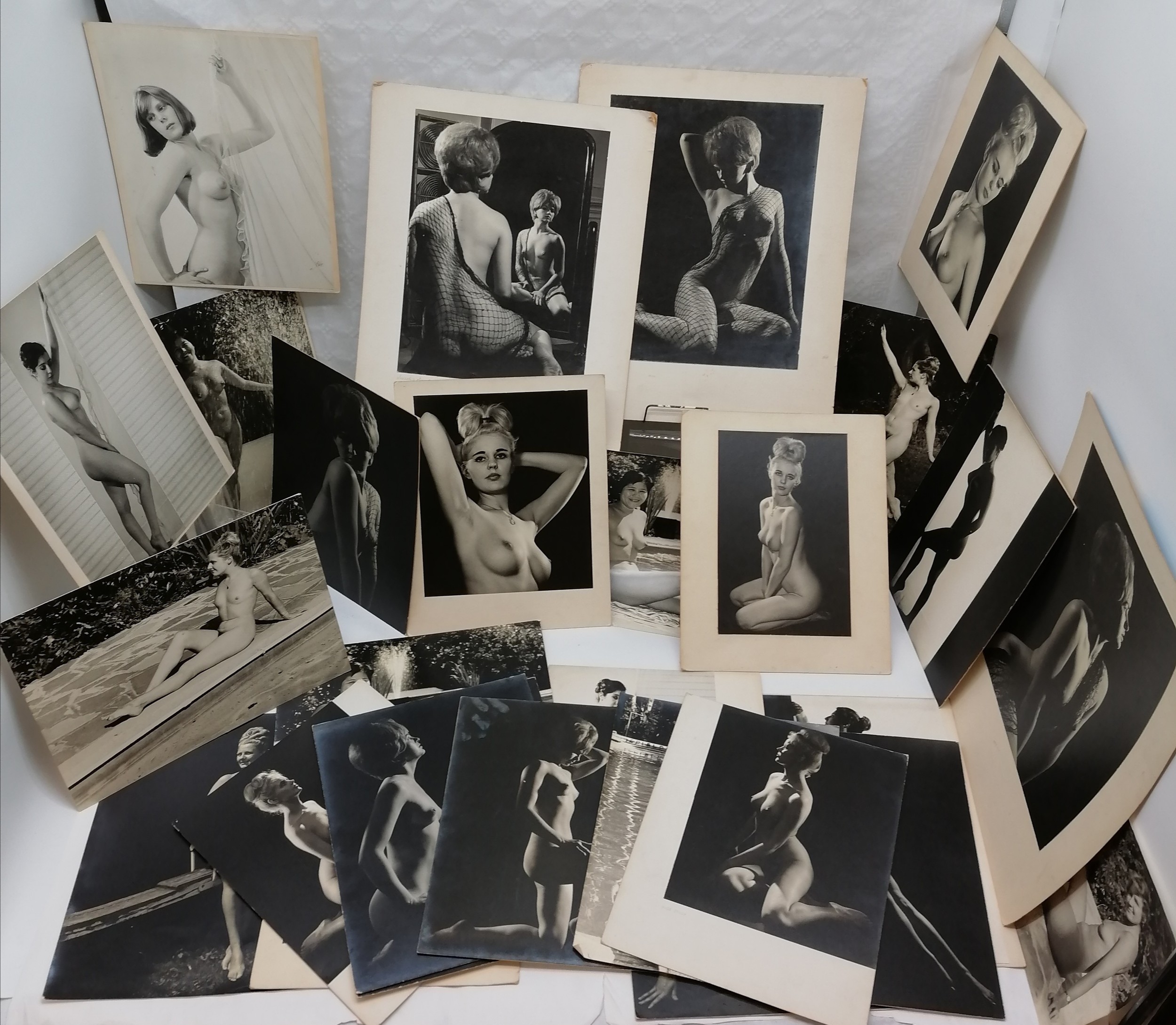 28 x photographs (25 card mounted) c.1960's nude studies of ladies inc G C Clark, Atherton &