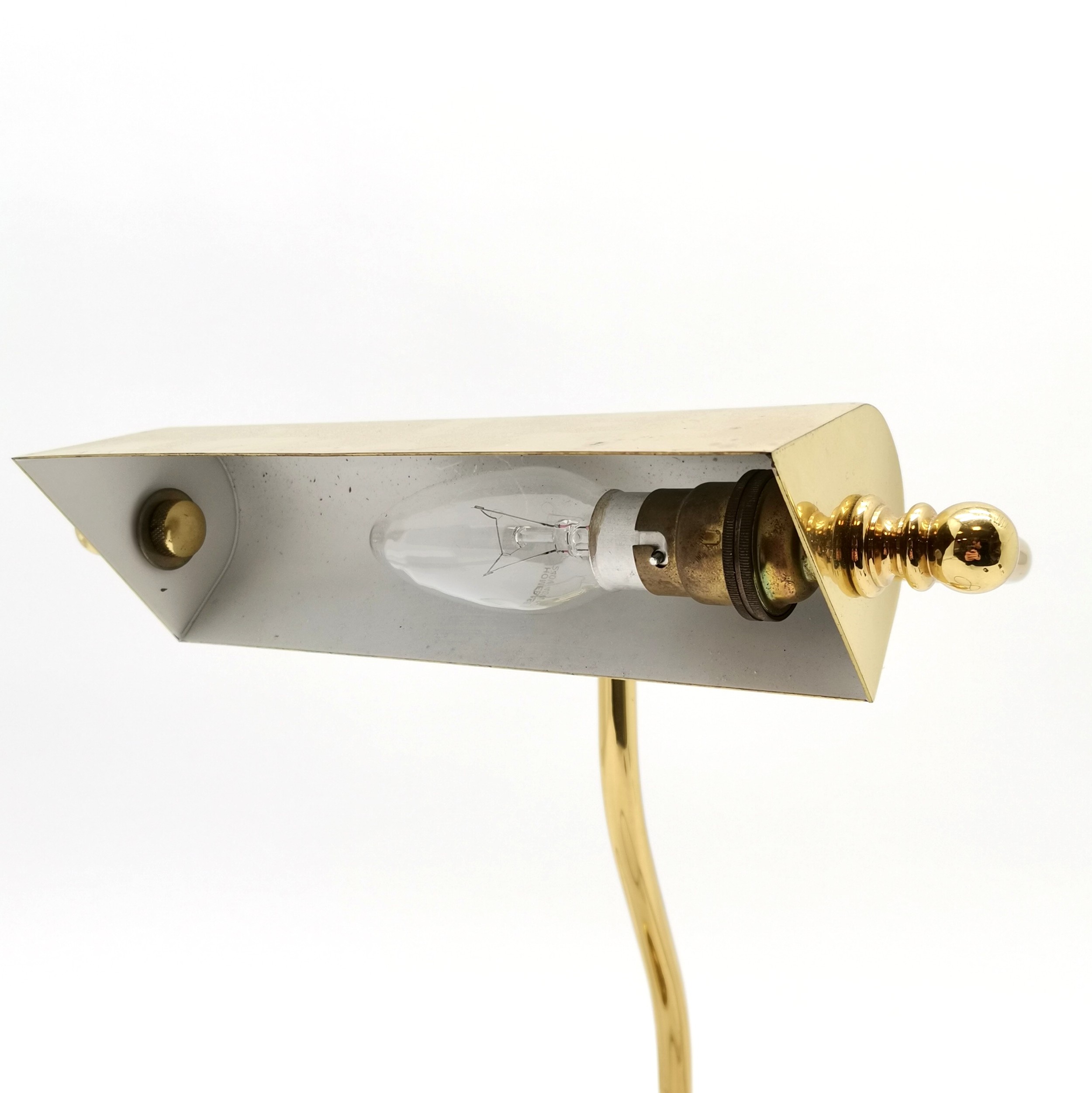 Adjustable brass bankers lamp ~ 32cm high - slight losses otherwise in good used condition - Image 3 of 4