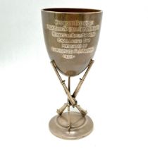 1939 silver shooting cup / trophy (by Robert Pringle & Sons) with triple rifle detail presented by