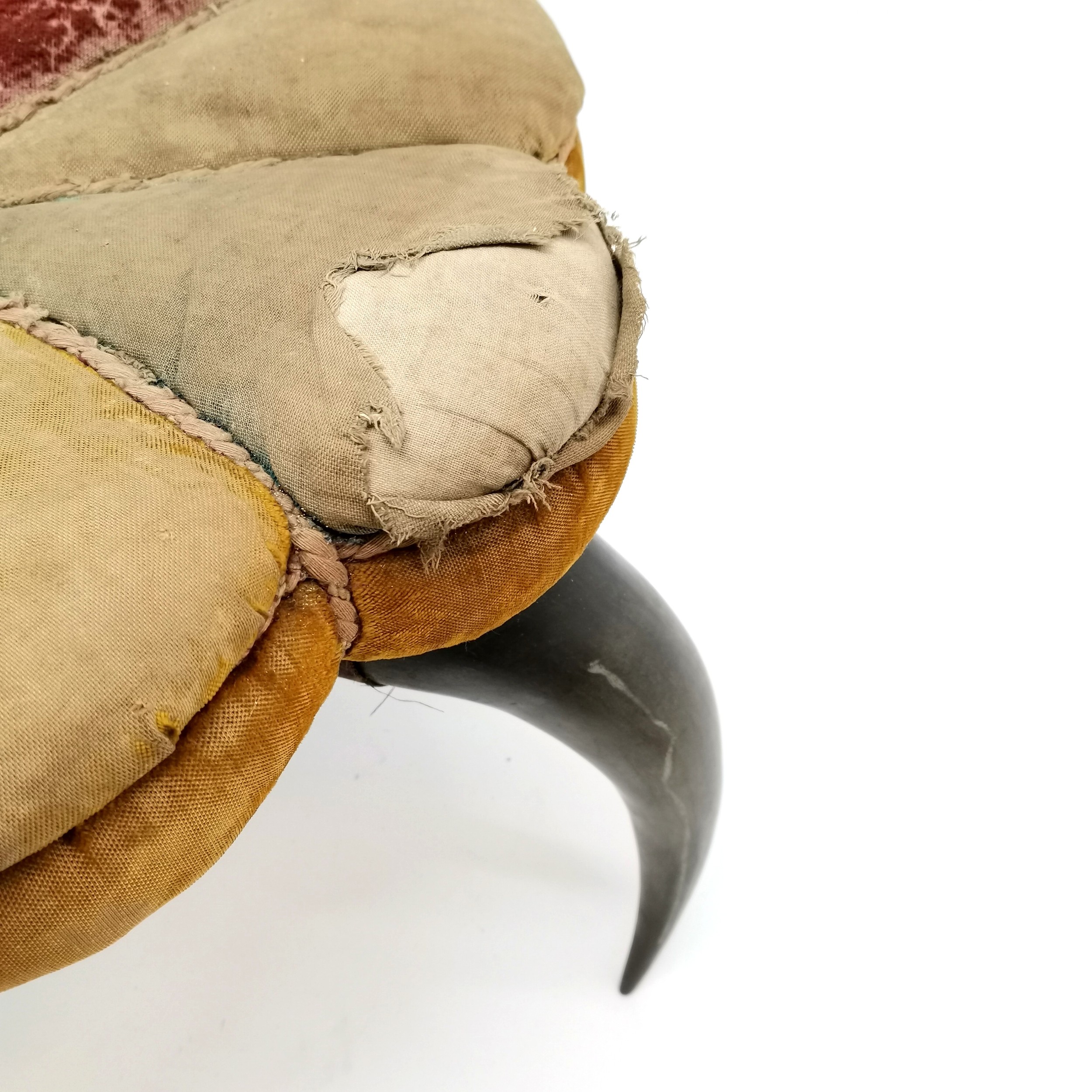 Antique cow horn creature stool with original upholstery a/f - top diameter 43cm x 30cm high - Image 3 of 3