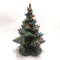 Atlantic ceramic Christmas tree that lights up in 2 parts, total height 45cm x 32cm diameter - has 1
