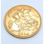 1914 George V half sovereign coin - 3.99g