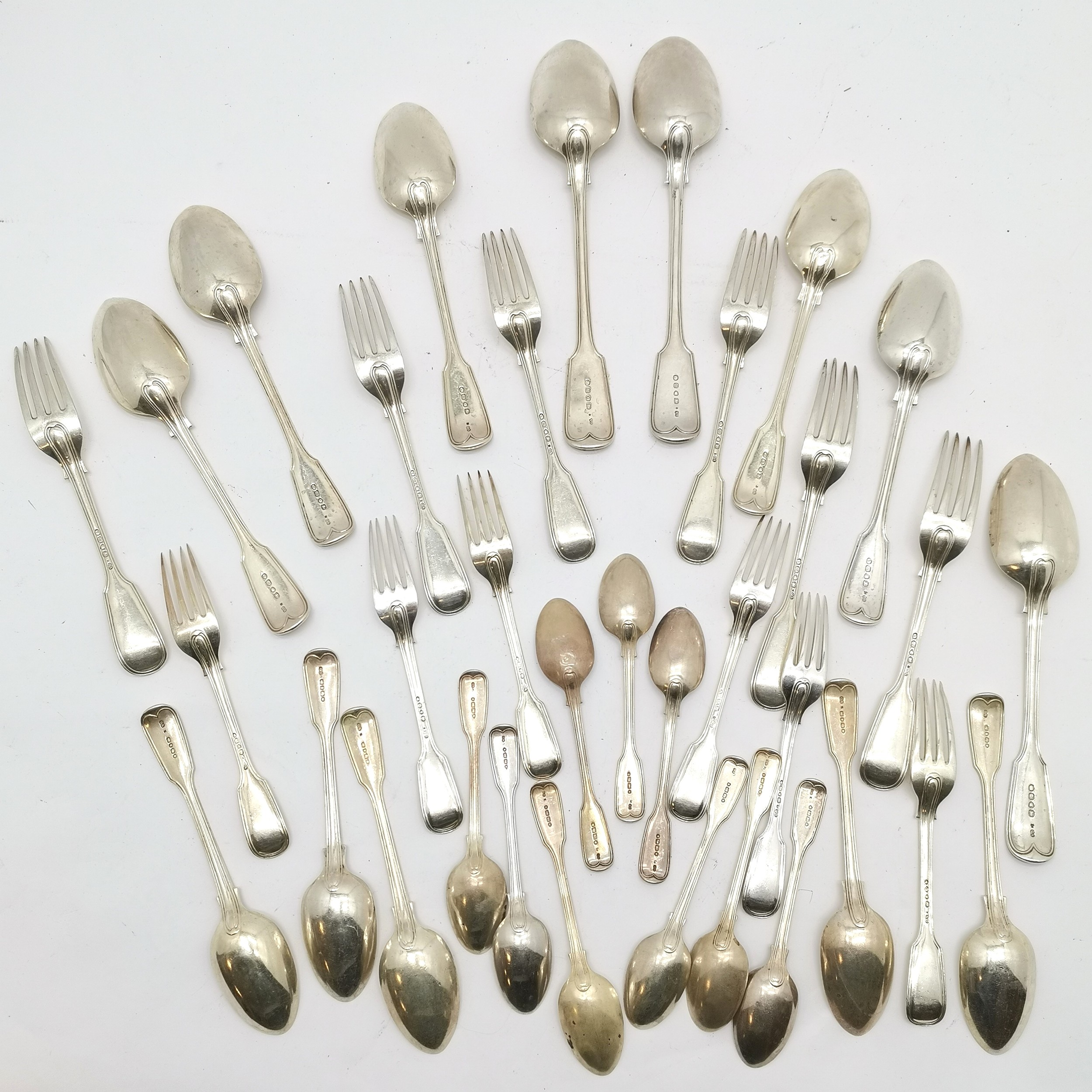 1854 Silver flatware by Chawner & Co (George William Adams) fiddle and thread pattern comprising x35 - Image 2 of 10